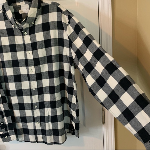 NWT Cotton & Co Black and White Checkered Long Sleeve Button Down Shirt, size XL - Picture 4 of 9